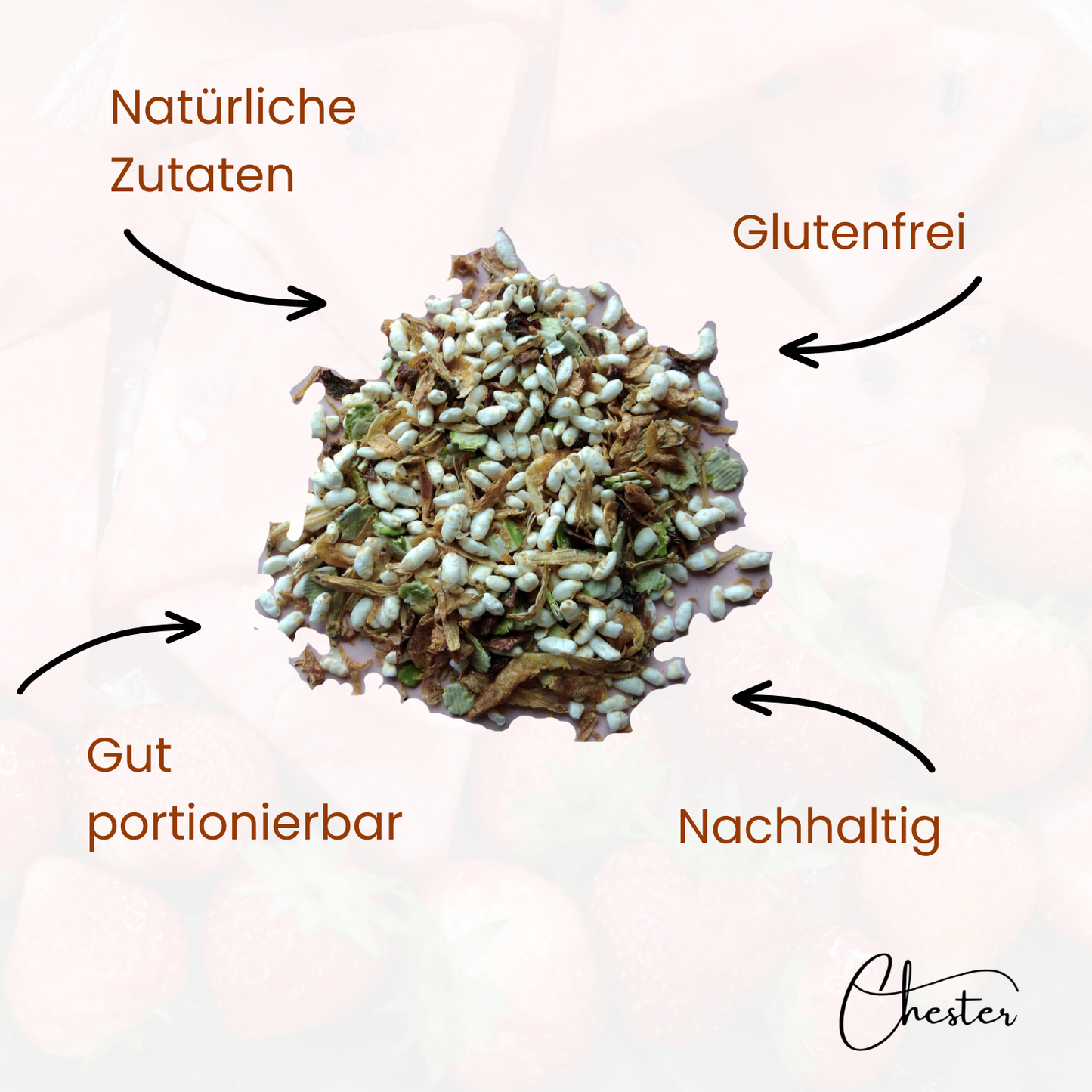 Fischpaella für Hunde Pfeiltext: natürliche Zutaten, Glutenfrei, gut portionierbar, nachhaltig