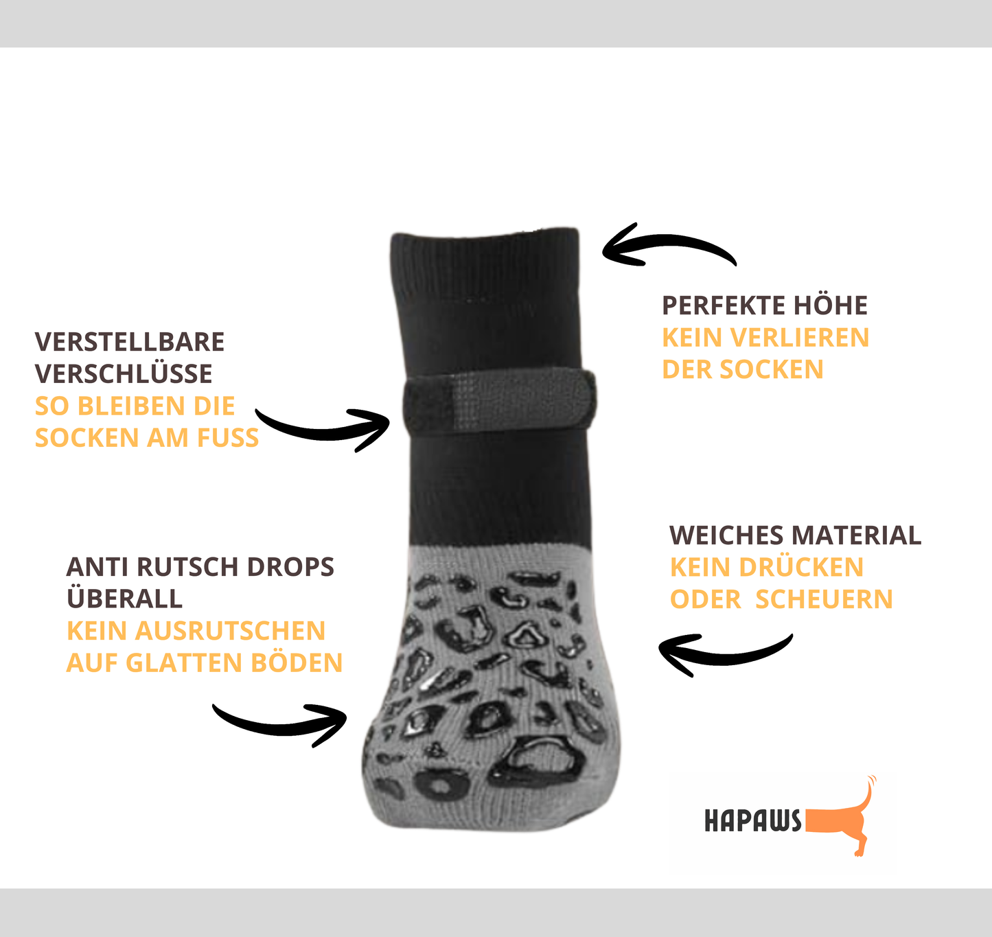 Hundesocken rutschfest und sicher am Bein