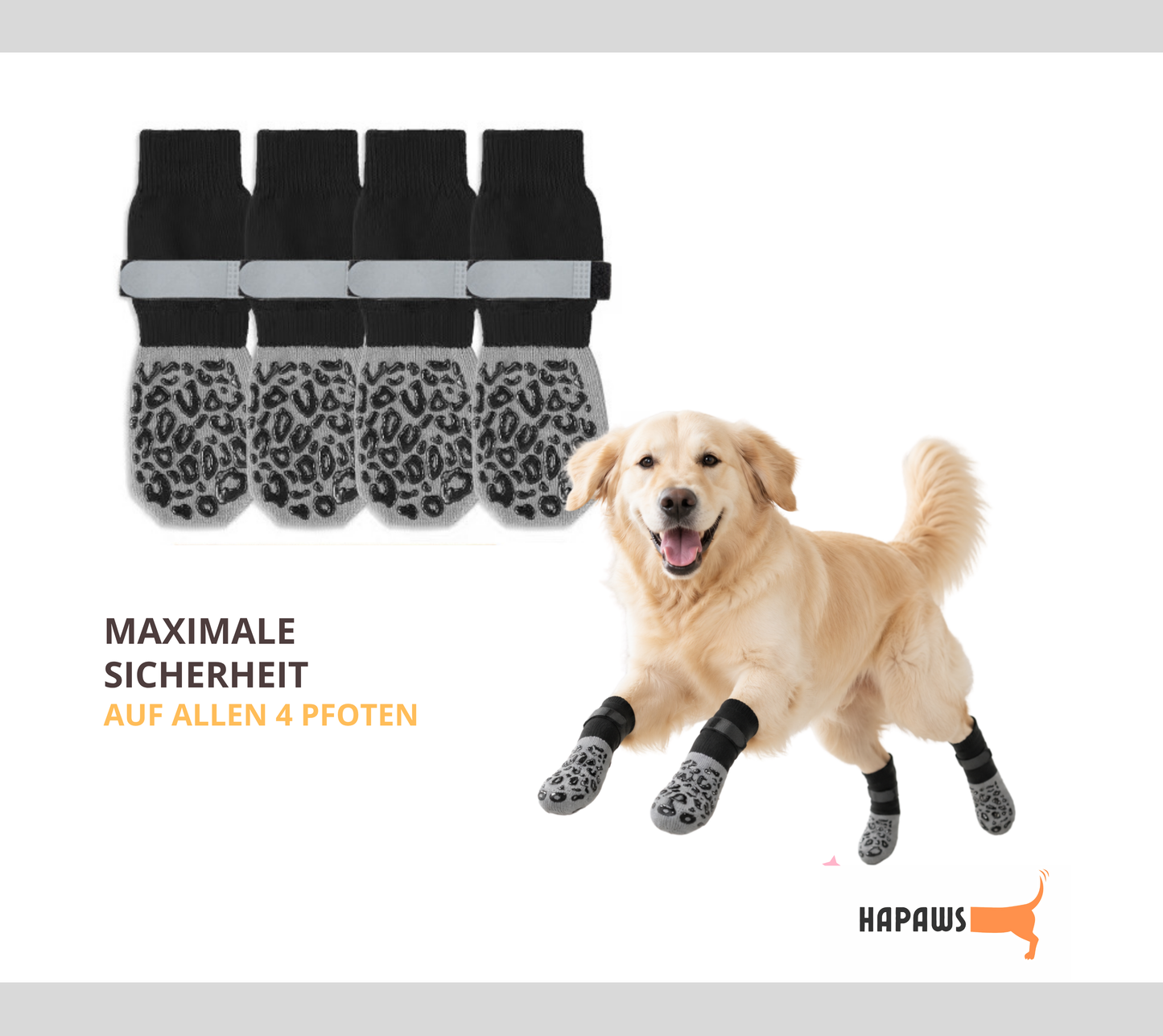Hundesocken rutschfest und sicher am Bein