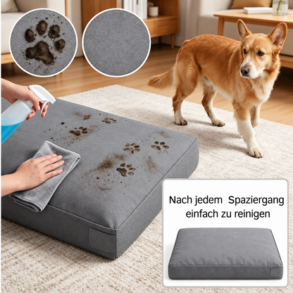 Hundebett pflegeleicht und abwischbar, Farbe grau mit Hund