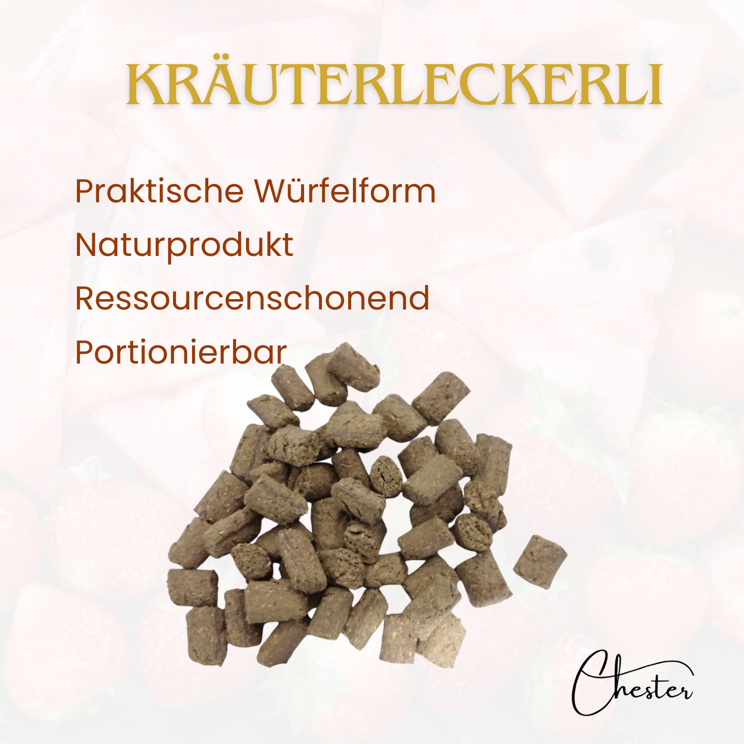 Kräuterleckerli Text: Praktische Würfelform, Naturprodukt, Ressourcenschonend, Portionierbar