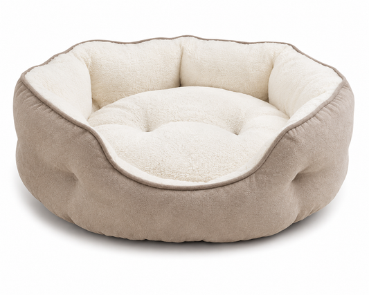 Orthopädisches Hundebett rund beige/creme