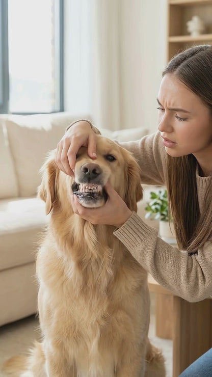 Ein Video mit Frau erklärt die Zahnreinigung beim Hund